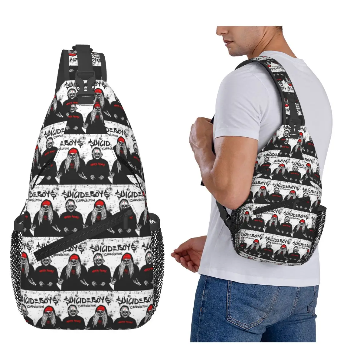 

Suicideboys Vintageg Distressed Chest Bag Men Sling Crossbody Backpack Chest Bag Traveling Hiking Daypack Shoulder Bag
