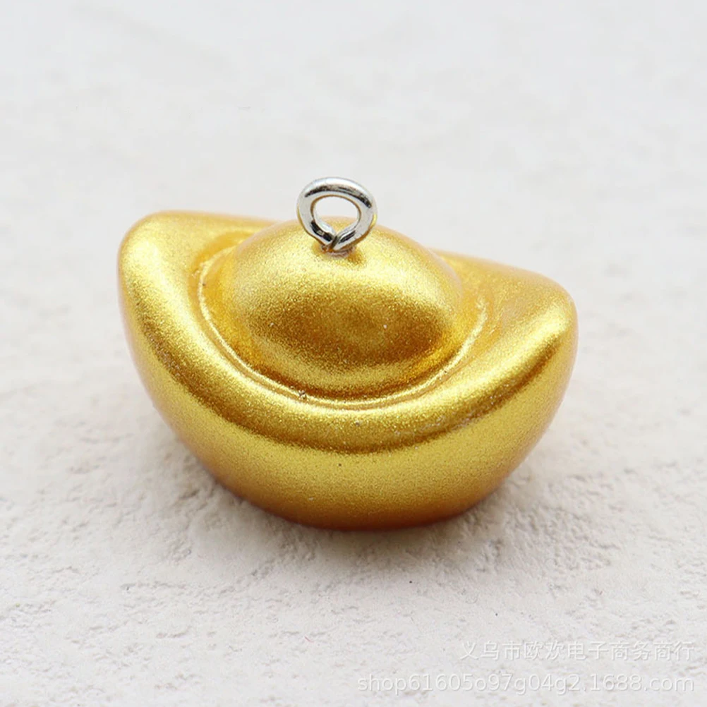 

10pcs Golden Yuanbao Pendant Keychain Decorations Metal Ingot Charms DIY Jewelry Accessories Lightweight Compact Size