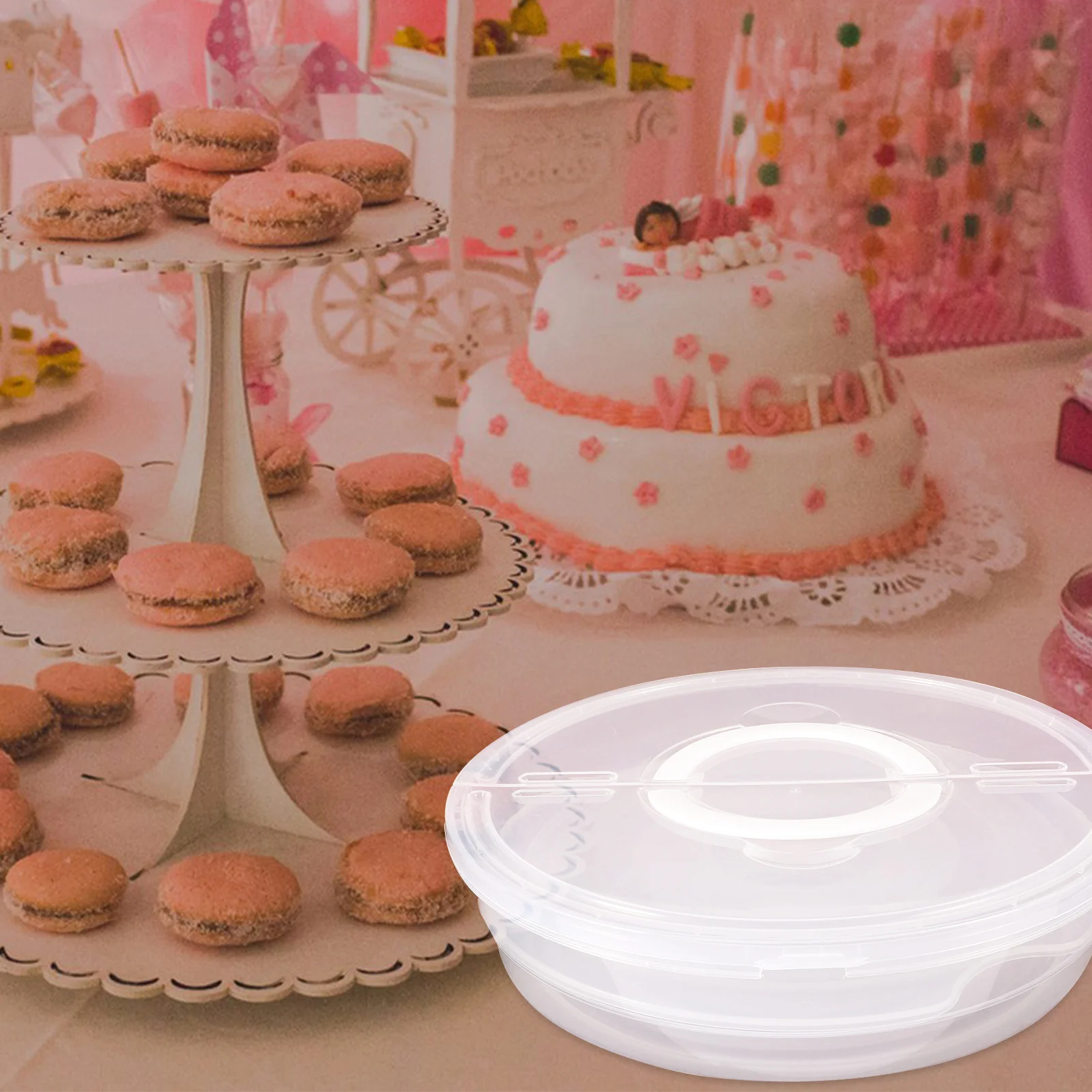 

2Pcs Food Storage Containers Clear Lids Handles Stackable for Cake Pie Pizza Pastry Storage Transport Individual Cake Containers