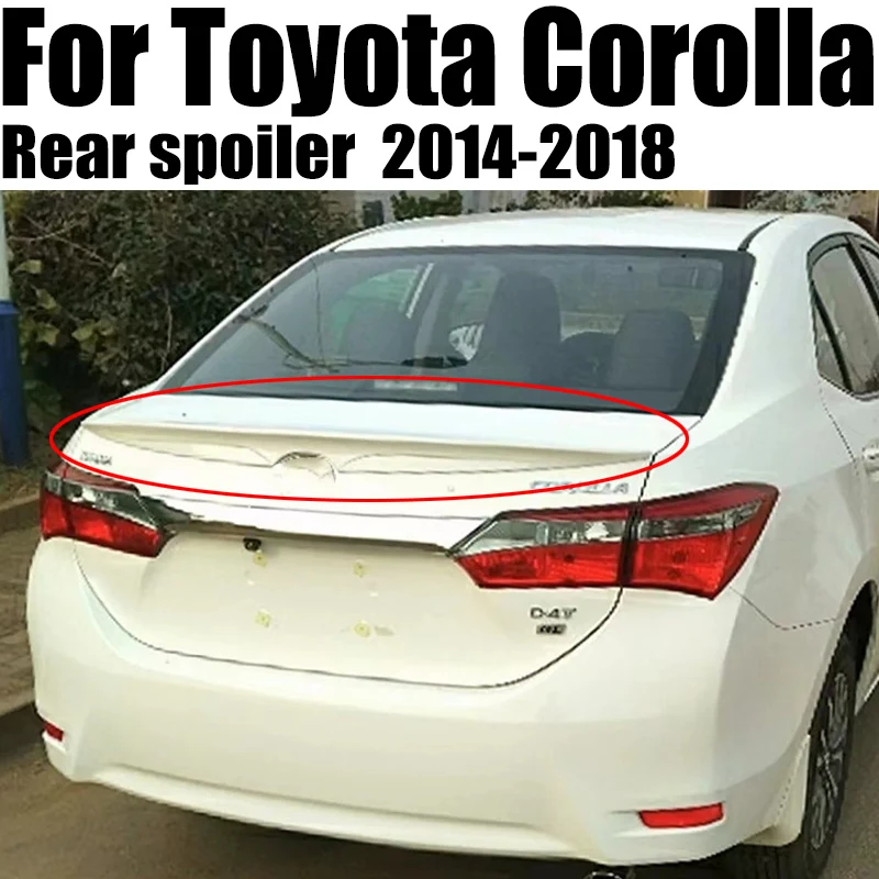 

Use For Toyota Corolla 2014--2018 Year Spoiler A ABS Plastic Carbon Fiber Look Rear Trunk Wing Car Body Kit Accessories