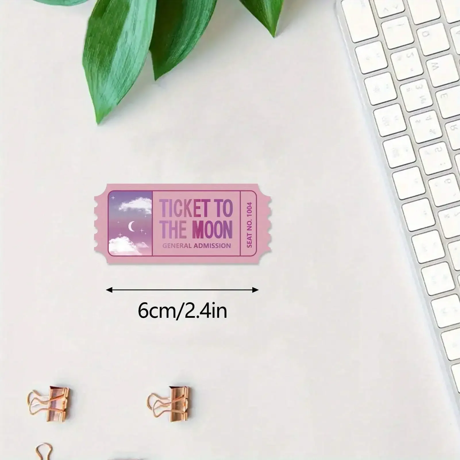 3Pcs Pink Moon Trip Ticket Stickers, Waterproof Decals for Bottle Laptop