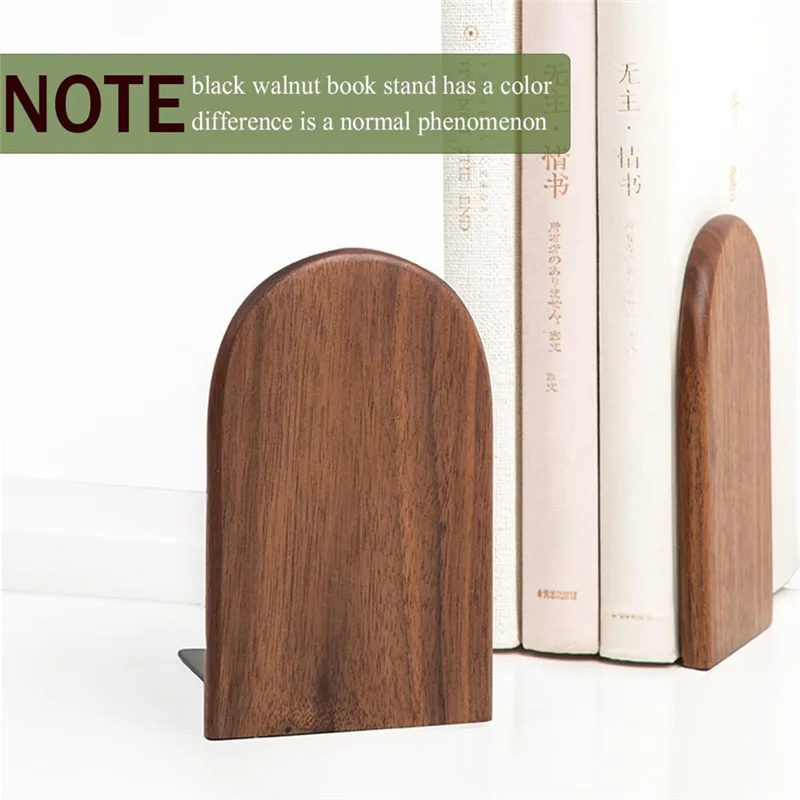 AC56-Wooden Bookends Heavy Duty Bookshelf Anti-Slip Bookends(2Pcs)