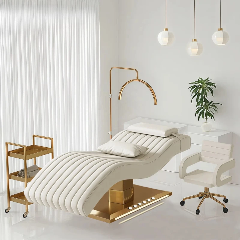 Luxury electric curved eyelash bed electric beauty massage bed facial spa bed