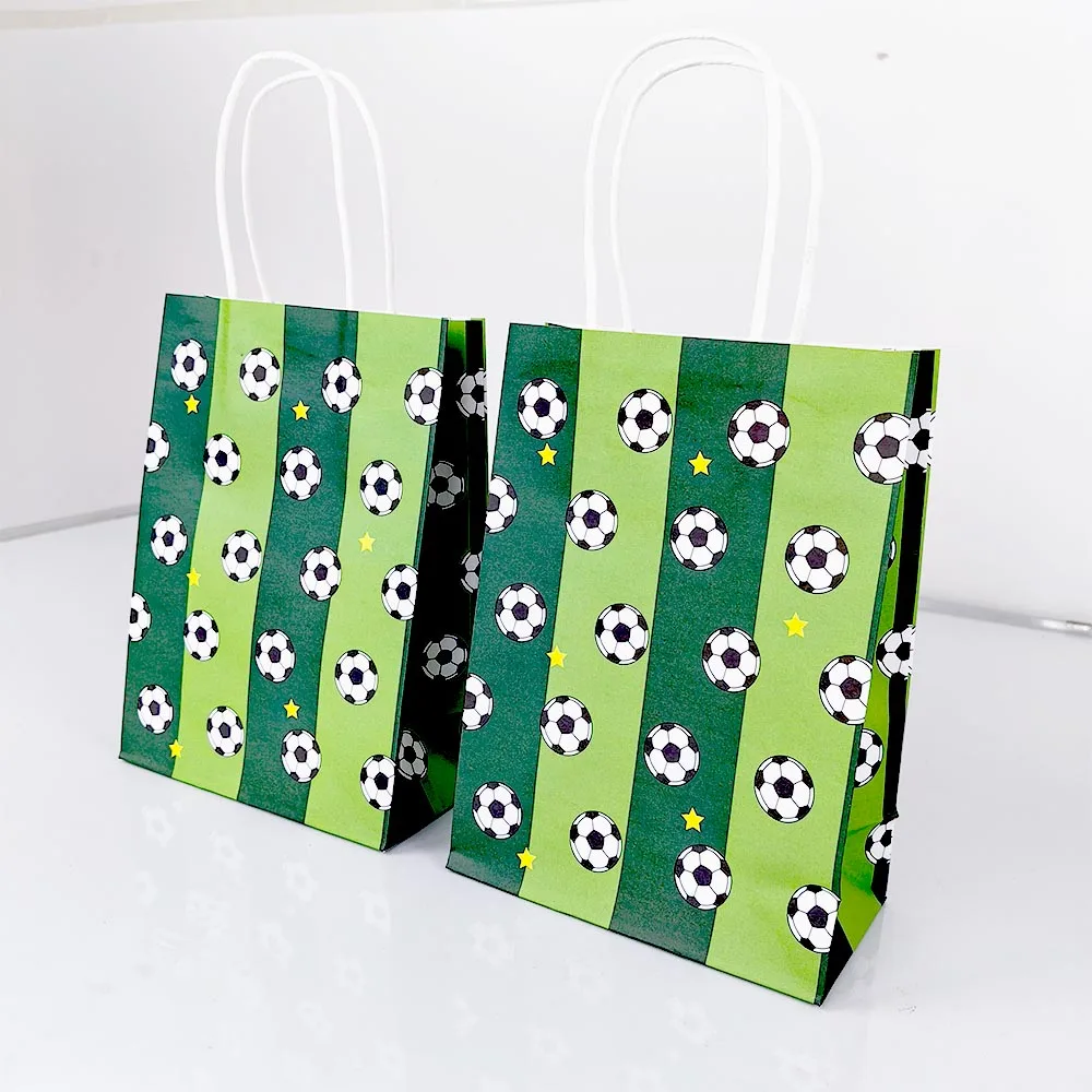 5/10/30/50 stücke Fußball Papier Taschen mit Griff Fußball Party Favor Taschen Sport Leckerli Süßigkeiten Snack taschen Fußball Geburtstag Party Decor – Detail 4