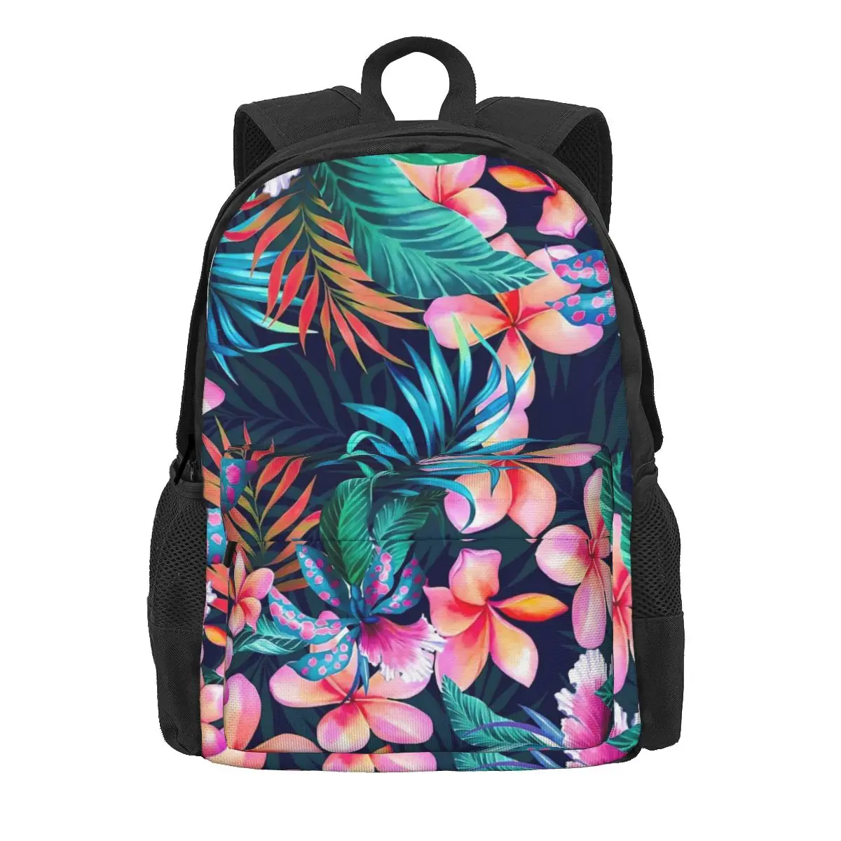 Tropical Floral Backpack Deep Jungle Flowers Women Polyester Hiking Backpacks Lightweight Casual High School Bags Rucksack