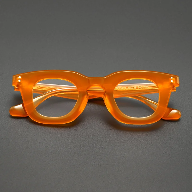 

Vintage Round Thick Acetate Glasses Frame Women Optical Prescription Eyewear Men's Myopia Reading Personalized Rivet Eyeglasses