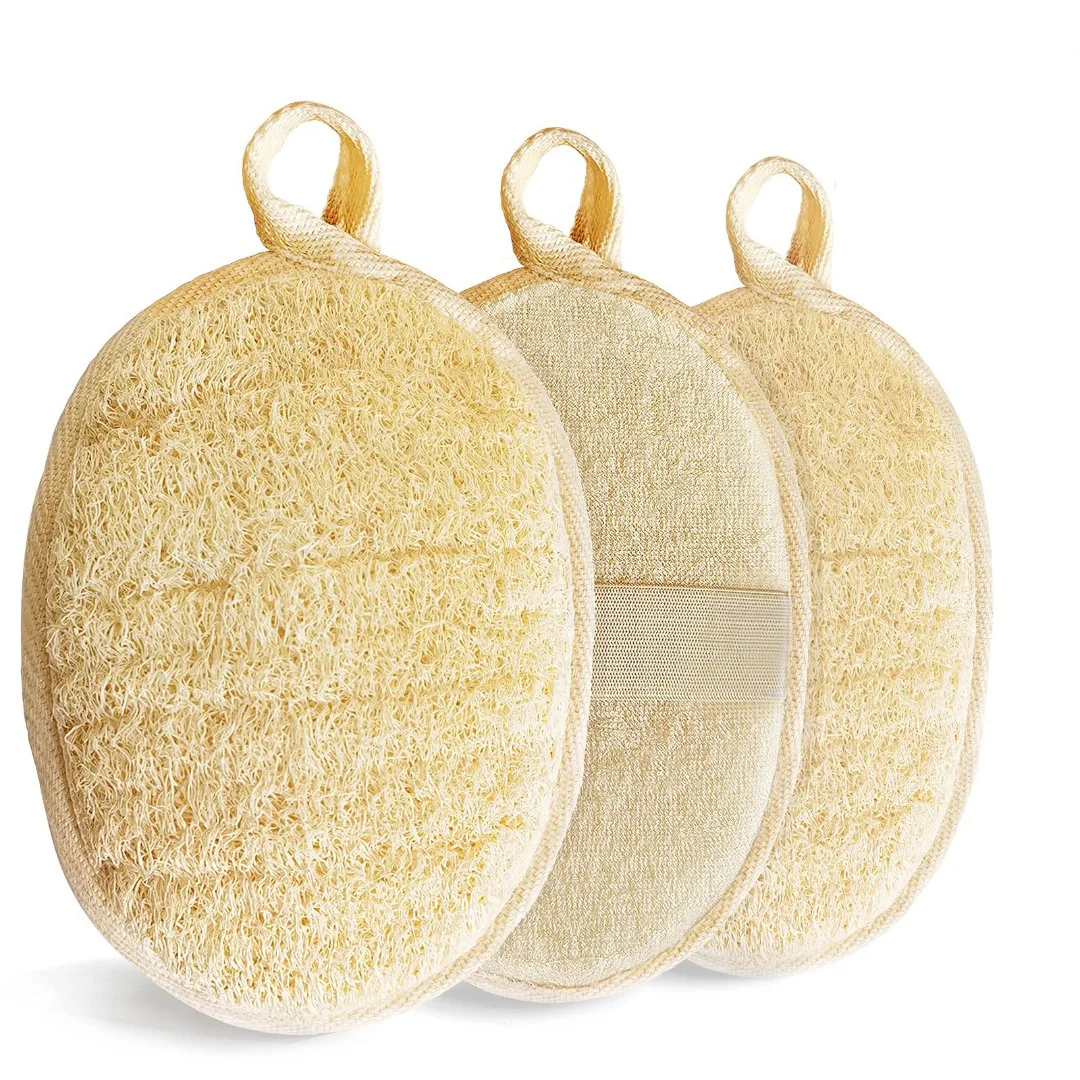 1/3Pcs Natural Loofah Exfoliating Bath Brush Soft Body Scrub Shower Loofah Sponge Exfoliator Massager Deep Cleaning Bathing Tool