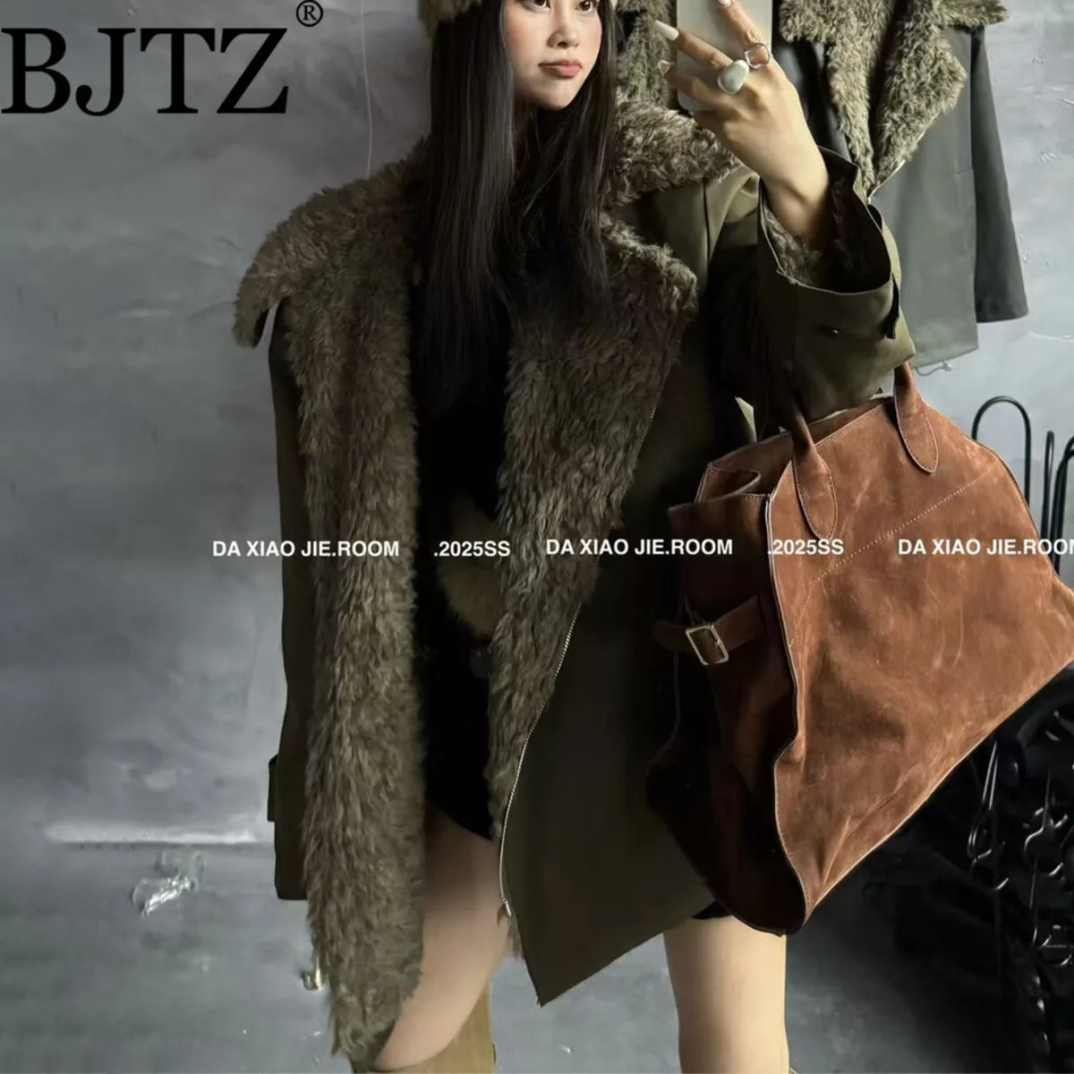 

BJTZ Women’s Oversized Fleece Lined Jacket Casual Cozy Premium Minimalist Elegant High Quality Autumn 2025 Outerwear