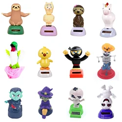 Hot Car Ornaments Solar Automatic Swing Alpaca Figurine Animal Doll Toy Sloth Miniature Holiday Gifts Creative Interior Decorate