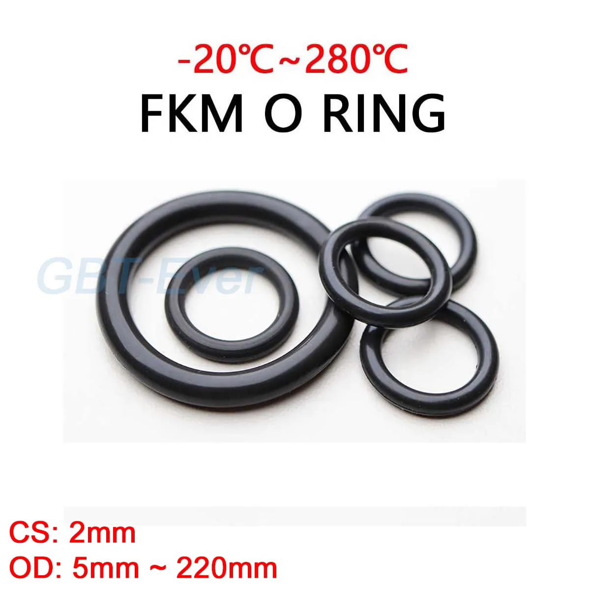 

FKM Black Fluorine Rubber O Ring CS 2mm OD 5mm ~ 220mm O-Rings Sealing Gasket Washer Oil Resistant Acid & Alkali Resistant