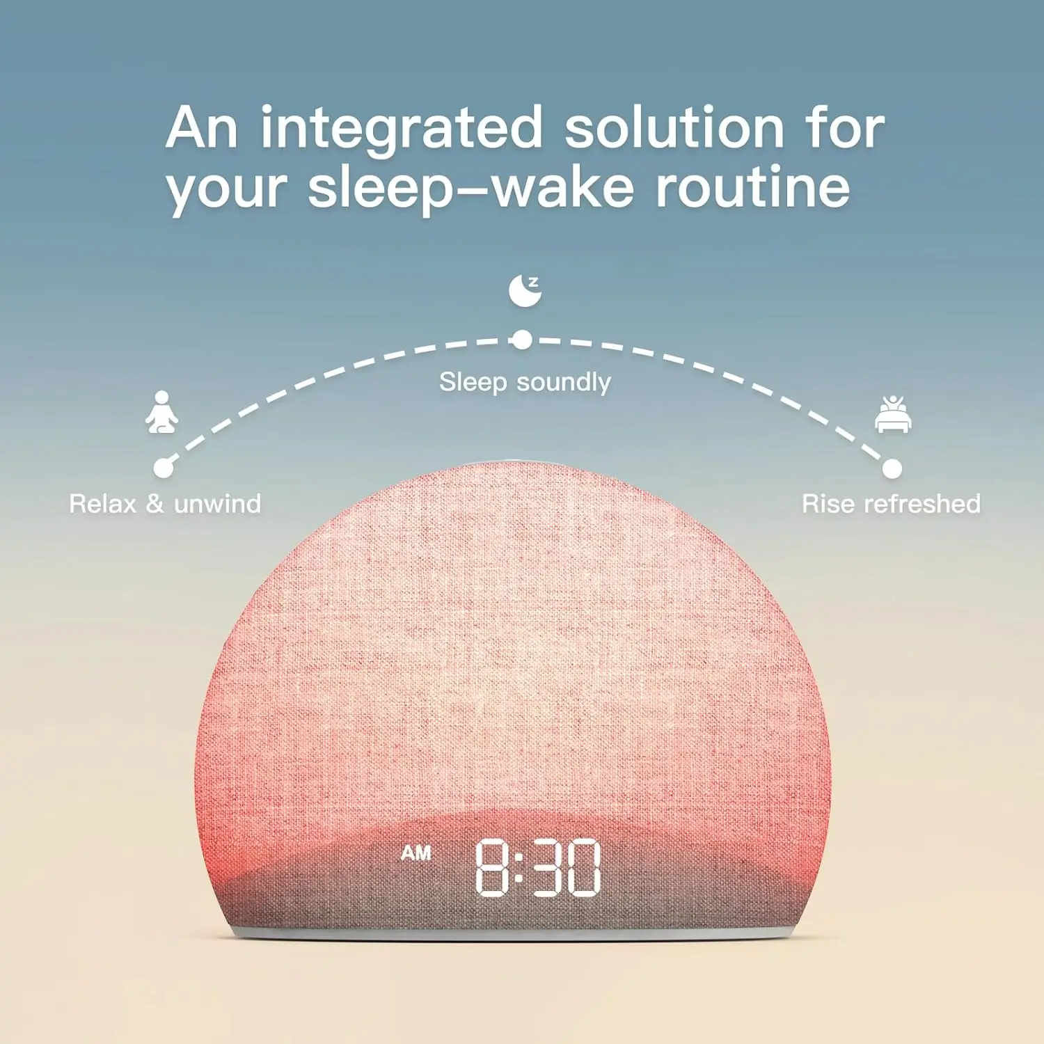 Sunrise alarm clock - white noise sound machine - comfortable lighting - natural sound - dimmable clock - wake-up program