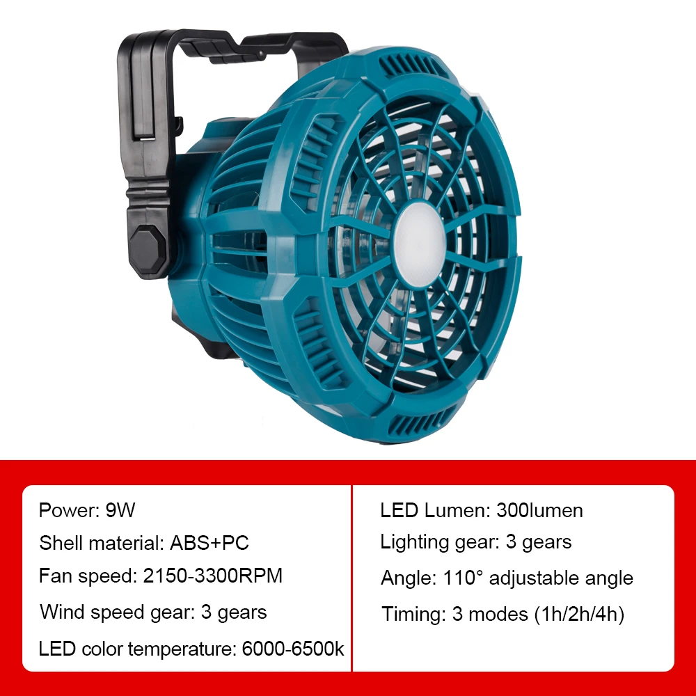 ONEVAN Camping พัดลม 9W LED 3 เกียร์โคมไฟเหมาะสําหรับ 21V 18V แบตเตอรี่ลิเธียมไอออนแบบพกพาพัดลมมือถือพร้อม IR Remote
