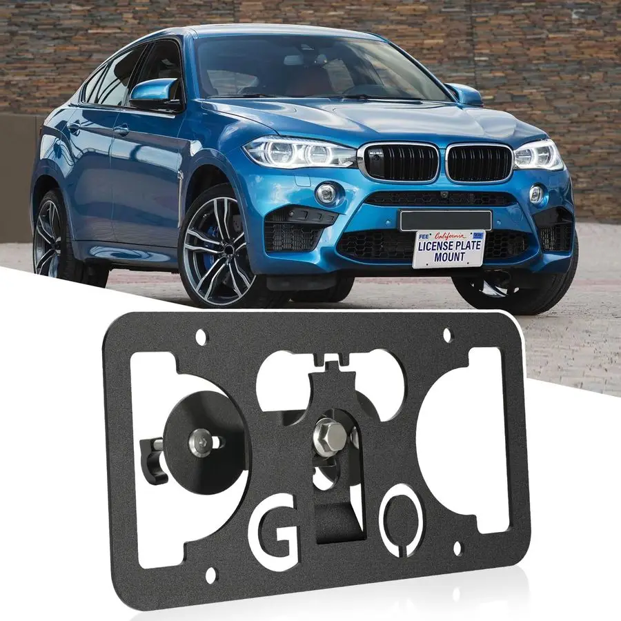 

Drill Front Bumper License Plate Mount Compatible with BMW M2 M3 M4 M5 M6 X5M X6M or MSport 1 2 3 4 5 Series X5 X6 Front Grille