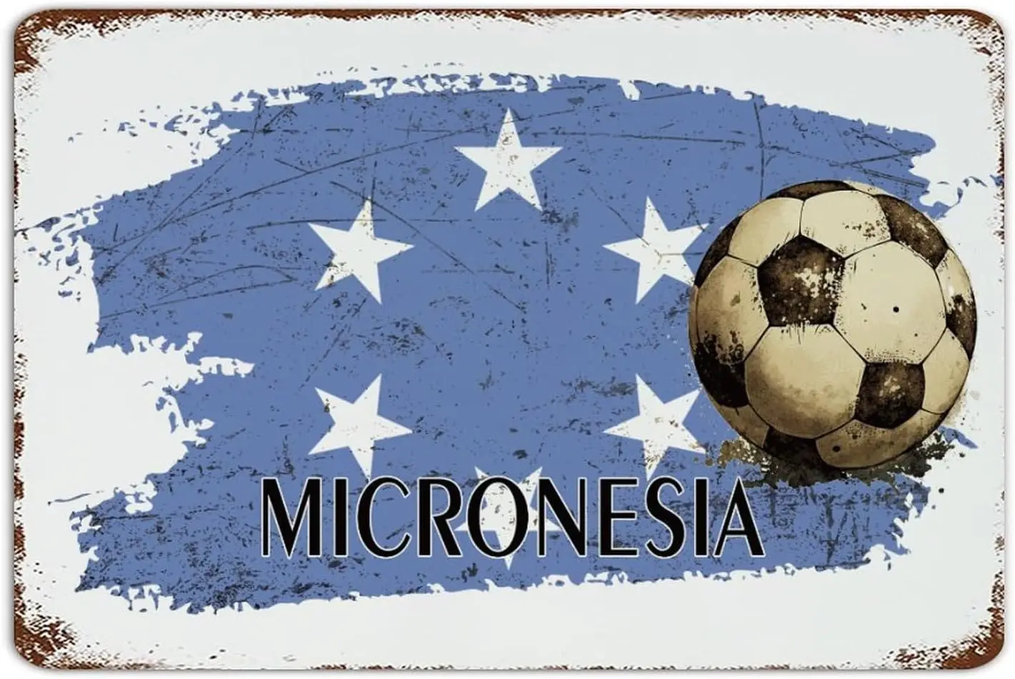 Custom Metal Signs Football Theme Micronesia Wall Decor Tin Signs for Lounge Front Door Fence Country Flag Patriotic Art Poster