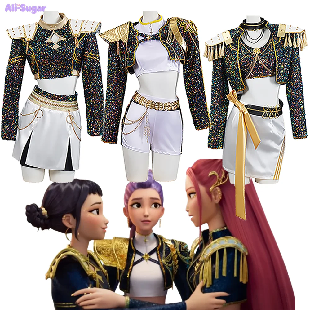 

Kpop Demon Hunter Huntrix Girl Cosplay Costumes Rumi Zoey Mira Uniform For Children Teenager Korea Idol Halloween Party Disguise