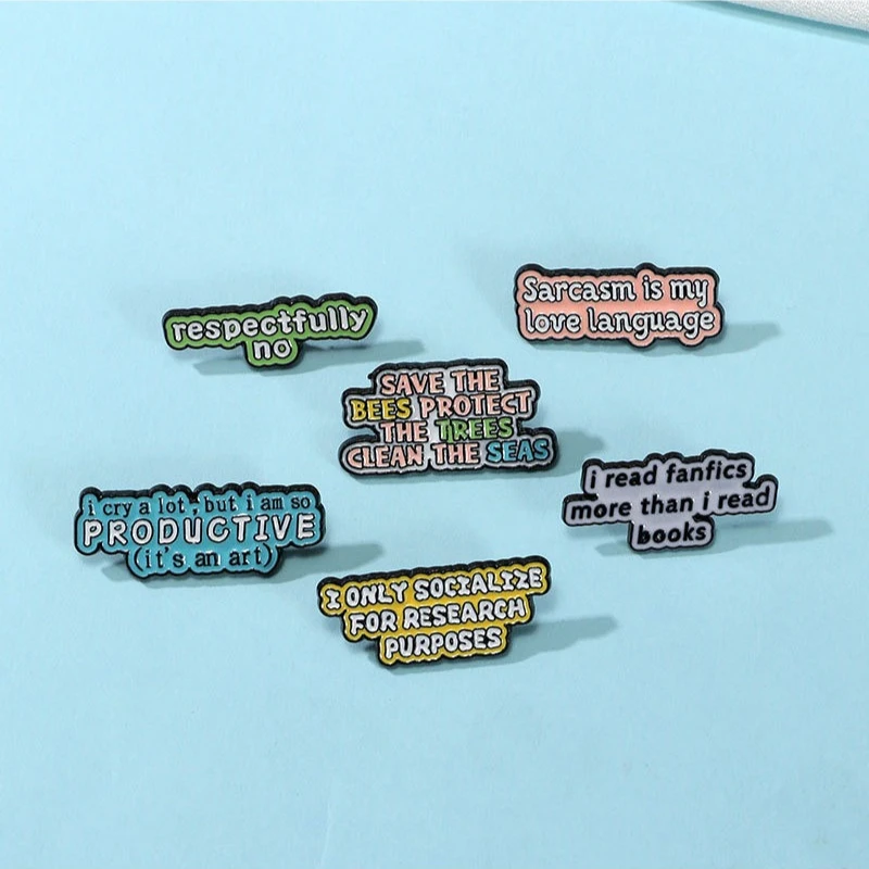 New Style Inspirational English Letter Phrase Brooch Alloy Oil Dropping Badge Pin For DIY Bag Clothes