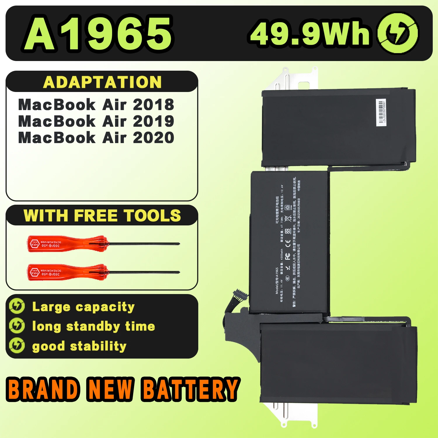 SAT A1965 New Laptop Batteries Replacement For Apple A1932 A2179 2018-2020Year MacBookAir(13