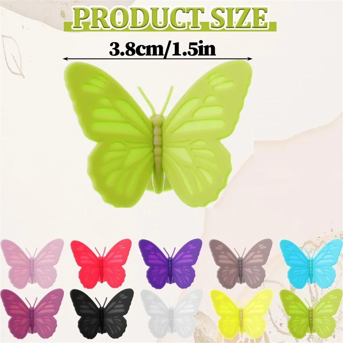 12Pieces Silicone Wine Glass Charms, 12 Color Reusable Drink Markers, Multi Colored Butterfly Tags Wine Glass Identifier &LICG