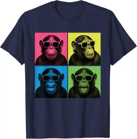 Lustiges Schimpansen-Fotokabinen-Pop-Art-T-Shirt mit Affengesichtern, Y2K-Affen-Selfie-Ästhetik-Kleidung, personalisierte Kleidung für Primaten-Fans – Detail 14