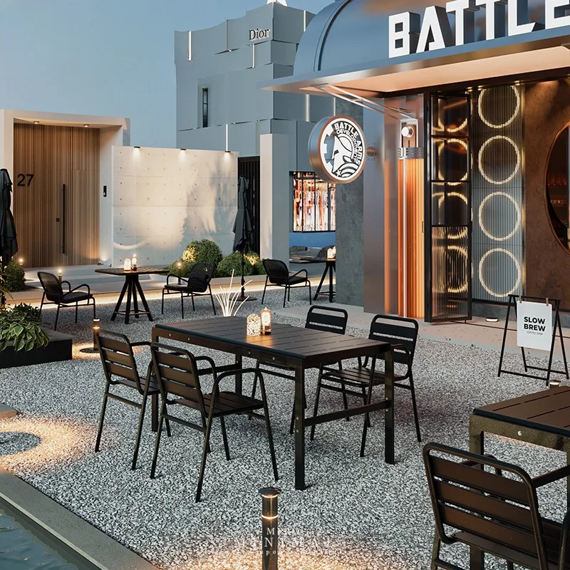 Bar outdoor table and chair combination, Qing bar, craft brewery, music bar, western restaurant, café, table and chairs