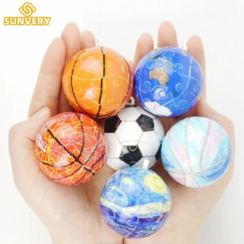 Puzzles 3D pour enfants, porte-clés, jouets bon marché pour étudiants, Football, basket-ball, porte-clés créatif, pendentif, cadeau de fête intelligent