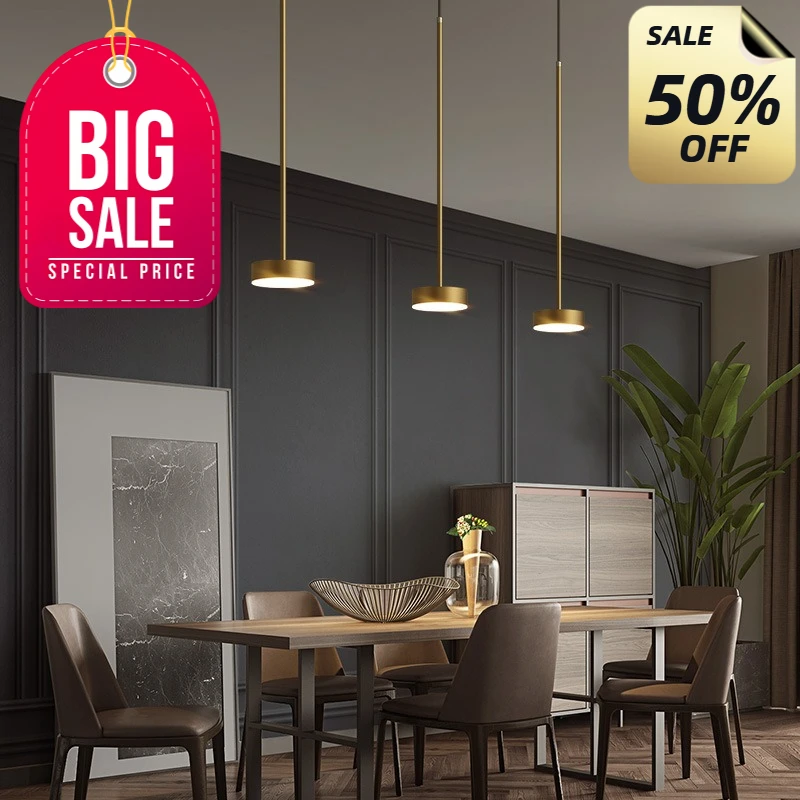 

Nordic Modern All Copper LED Pendant Lights Decor Bedroom Fixtures Luminaire Minimalism Dining Room Brass Bedside Hanging Lamp