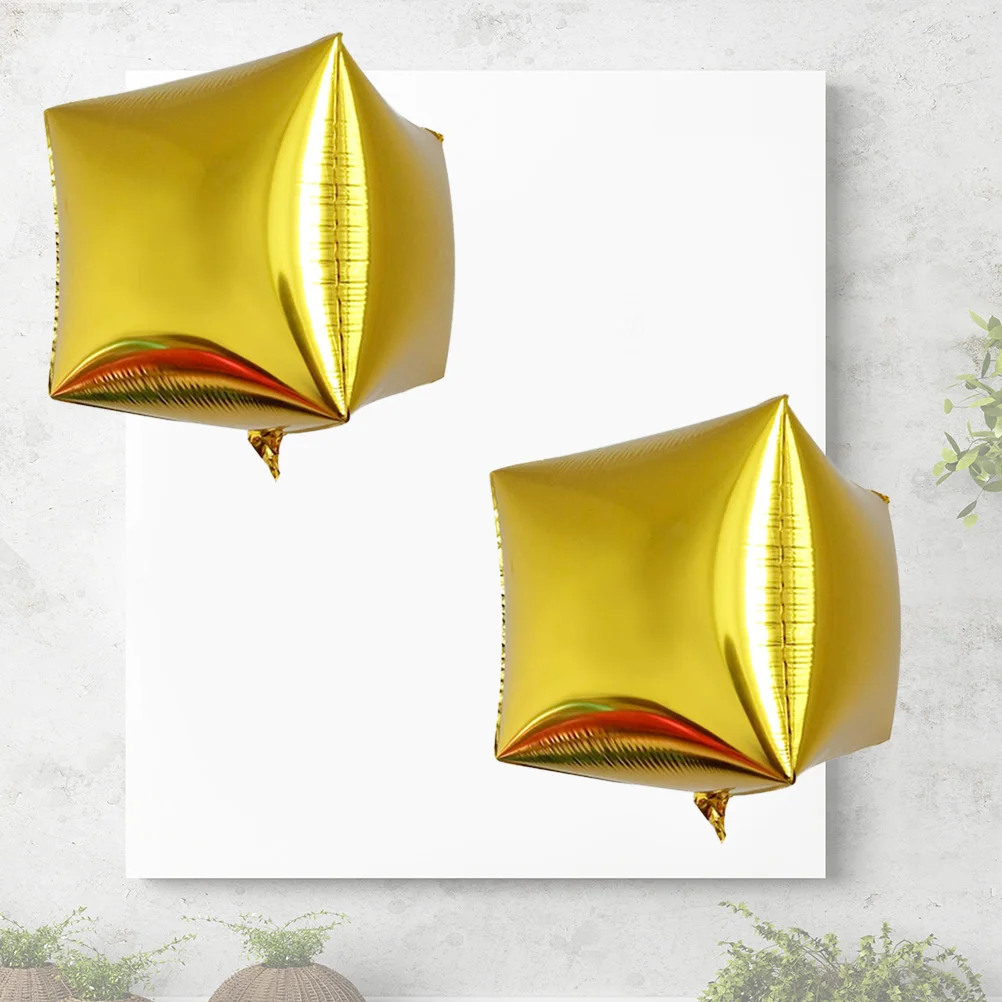 

5 Pcs Aluminum Balloons Birthday Square Squares Party Decoration Cube Foil White