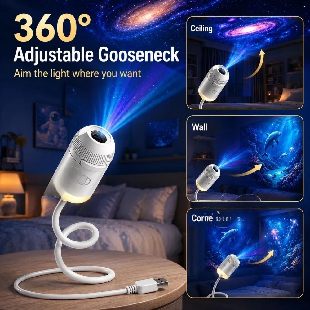 Galaxy star and ocean projector with interchangeable films