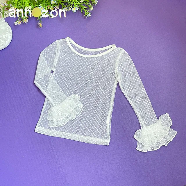 

Kids Long Sleeve Underwear Lace T-Shirts Stich Tops for Girls White Color Girl Tank Tops Teenager Undershirt Camisole Clothing