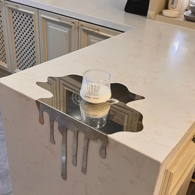 Stainless Steel Fluid Water Drop Three-Dimensional Ornament Dining Table Bar Tabletop Decoration