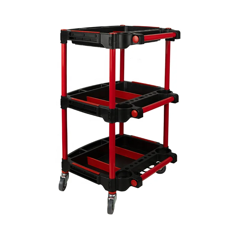 Hot Sale Auto Repair Three-tier Tool Cart Assembled Car Wash Station Car Repair Station High Quality Material Cart Storage Space