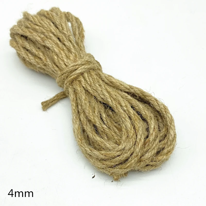 5 Yards Natural Linen Rope Jute Burlap Hessian Ribbon Twine Flower Pattern Wedding Party Supplies   DIY