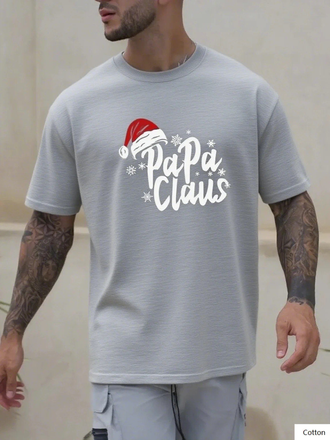تي شيرت رجالي مطبوع من القطن بتصميم بابا كلوز وعناصر عيد الميلاد رائع لموسم العطلة وعرض الروح الاحتفالية #4
