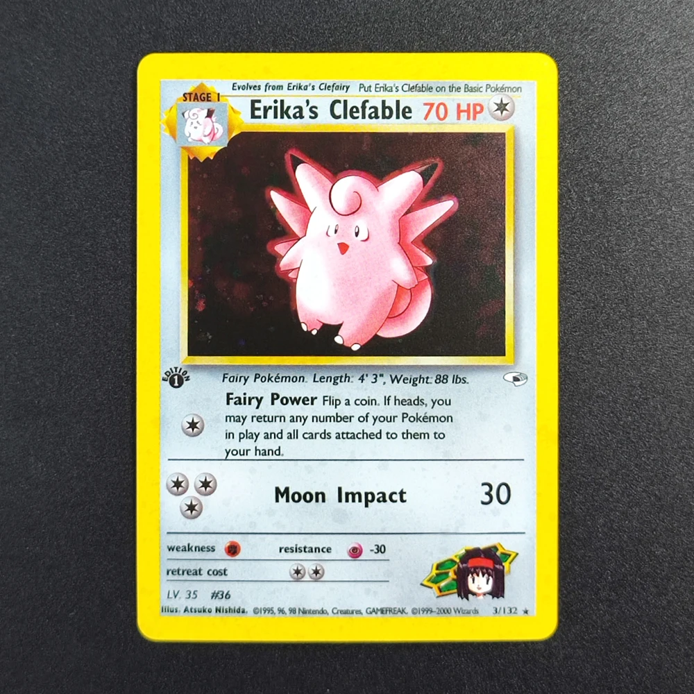 

Коллекционная карта DIY Pokemon TCG Pocket Card 2000 P.M. Эрика: Клэфабл 3, суперредкая, классическая, аниме-карта для игры, игрушка