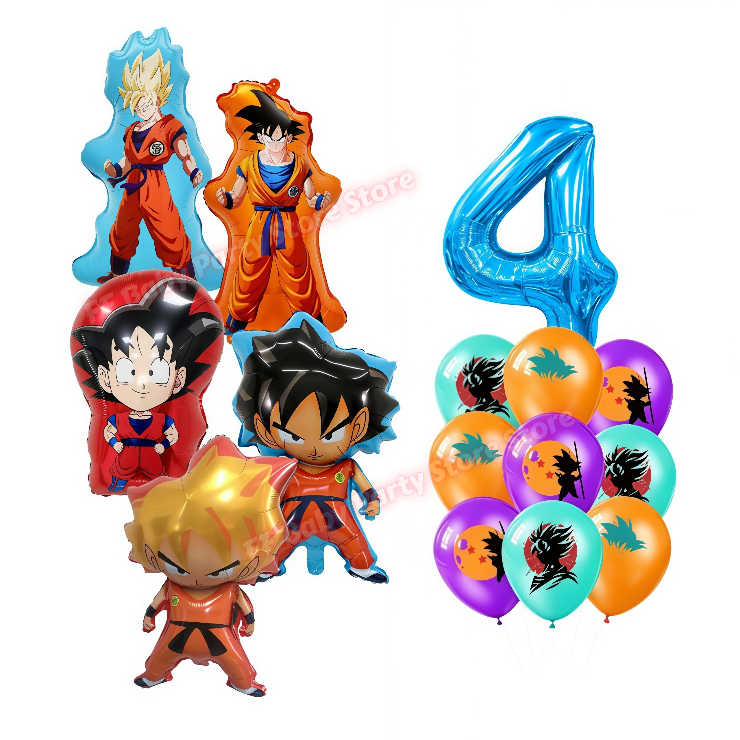 Dragon Ball Geburtstagsparty-Zubehör Son Goku Luftballons Pappbecher Teller Schlüsselanhänger Armbänder Jungen Party-Favoriten Geburtstagsdekoration – Detail 5