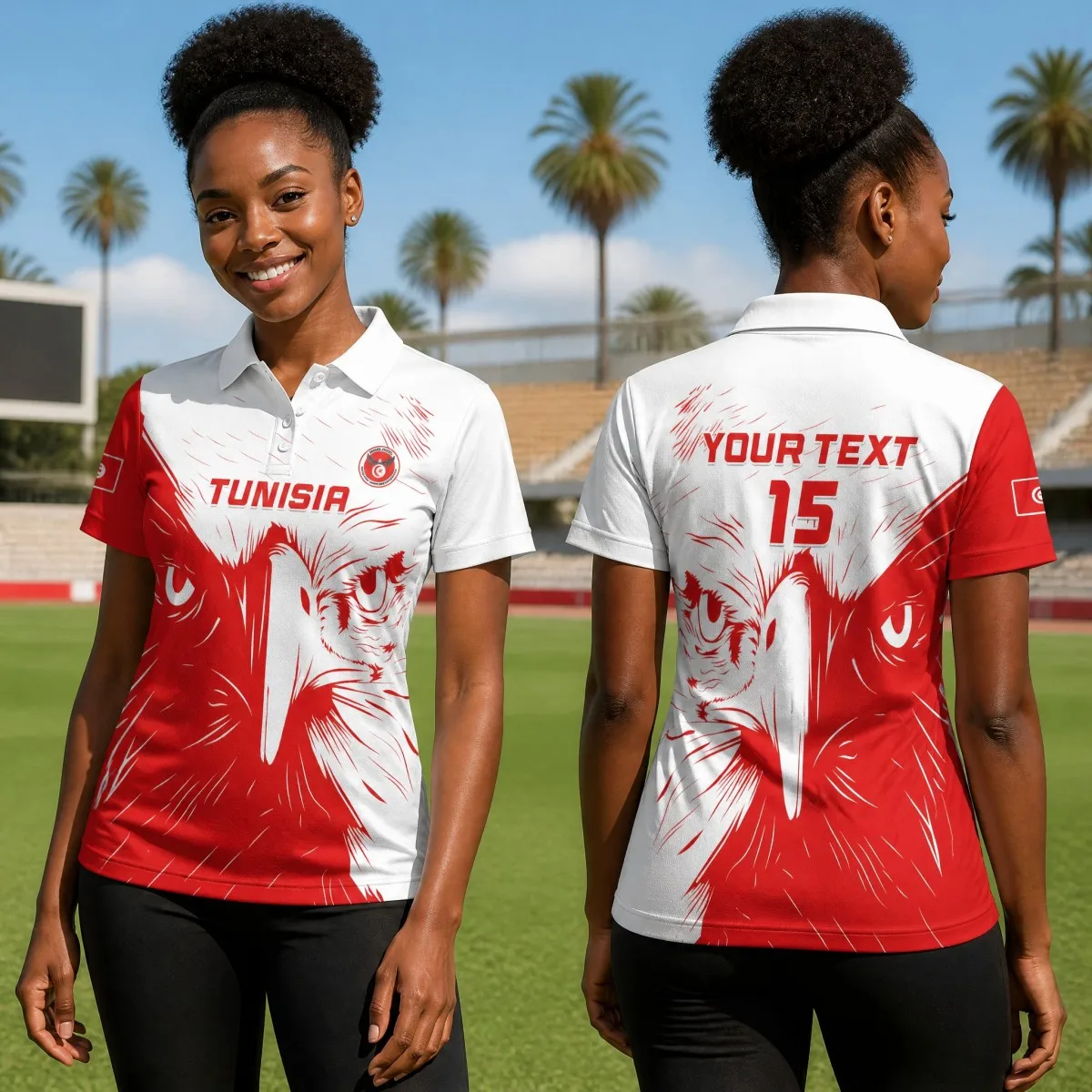 Women Tunisia Tiger Polo Shirt Short Sleeve Turn Down Collar Striped Graphic Print Casual Sports Top For Daily Wear