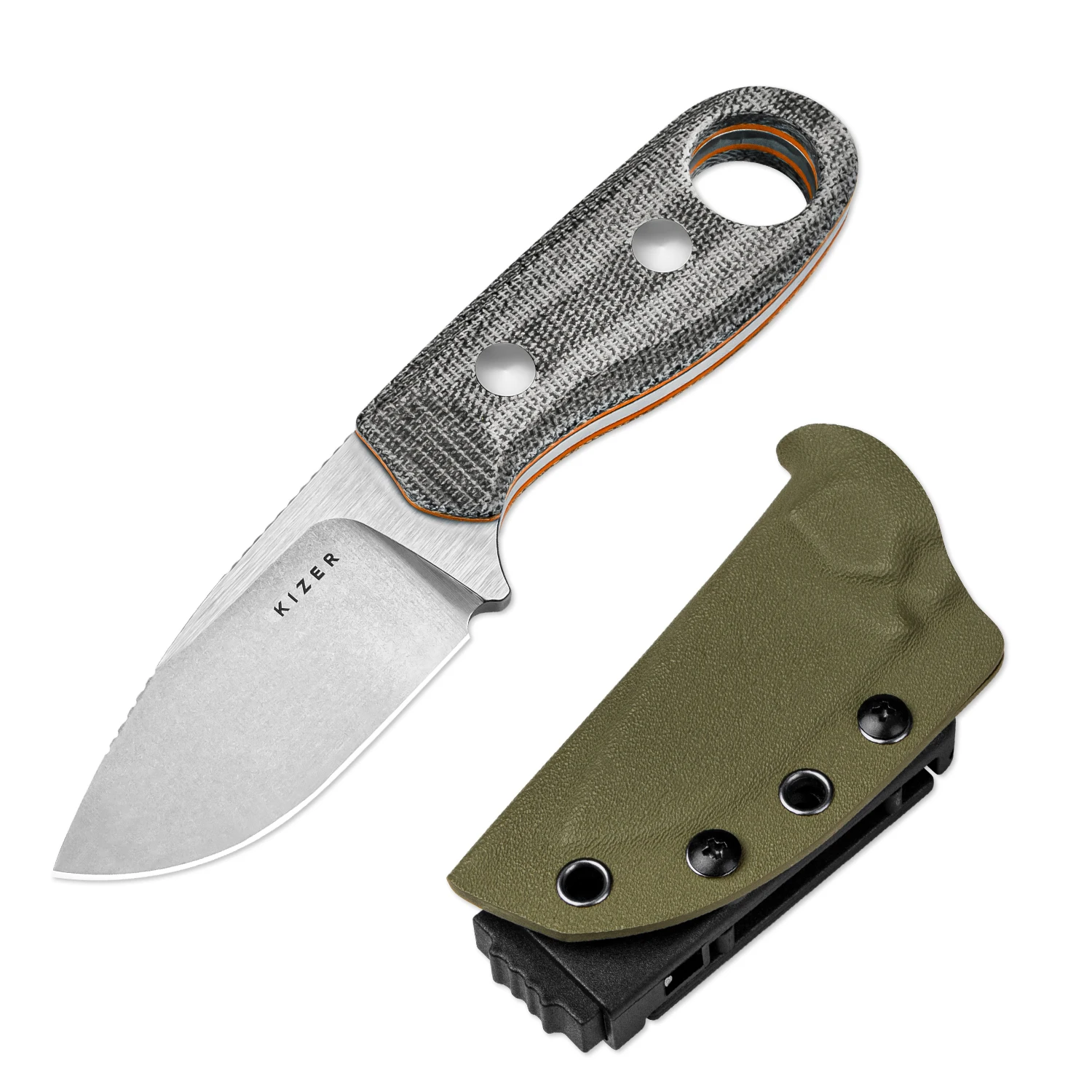 Kizer Fixed Blade Knife Beaver 1078A1/1078A2 D2/Nitro-V Steel Blade with G10/Micarta Handle Fixed Knife