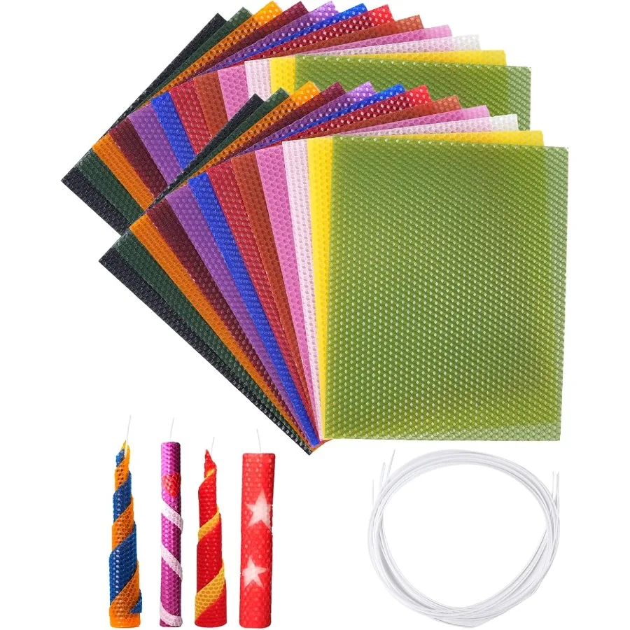 

Beeswax Candle Making Kit for 24 Pack 10x8 Inch Beeswax Sheets Candles Making Kit Supplies Perfect DIY Craft Gift for All AgesC