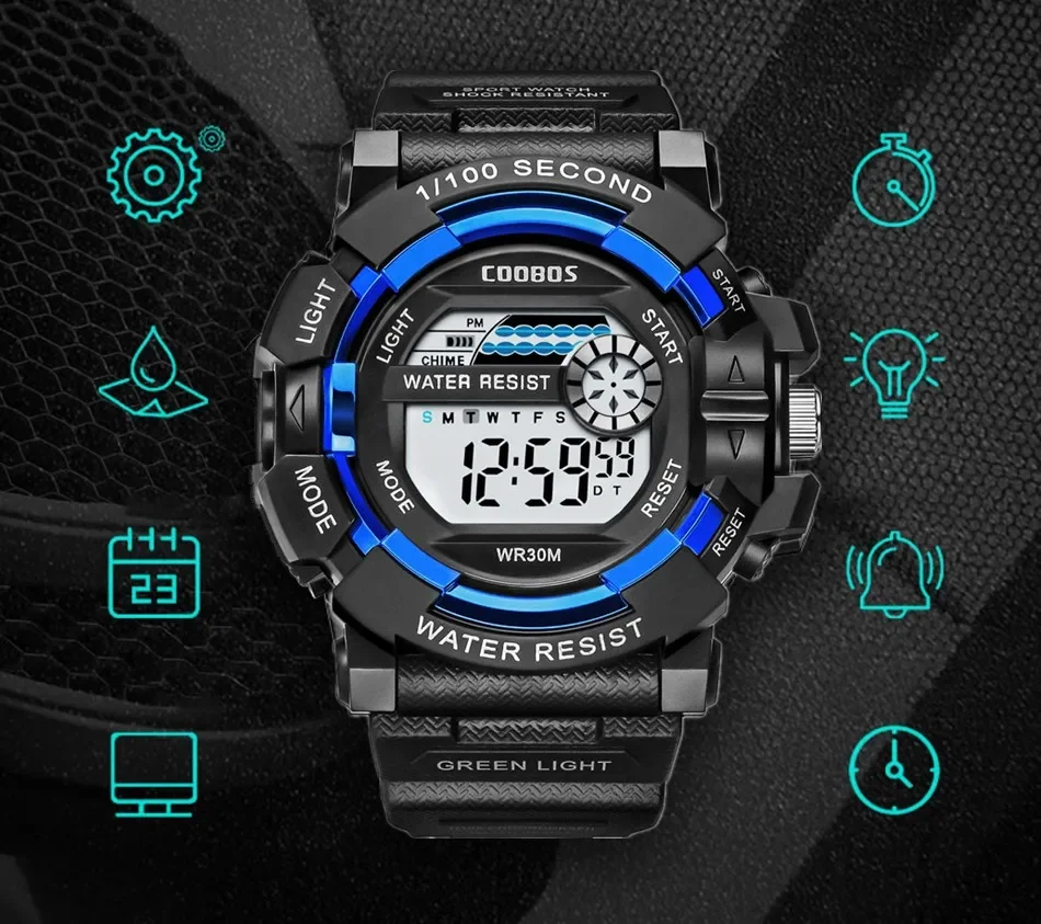 COOBOS Kids Watch Sport LED Digital Watches for Children Boys Girls Fashion Waterproof Outdoor Luminous Alarm Wristwatch