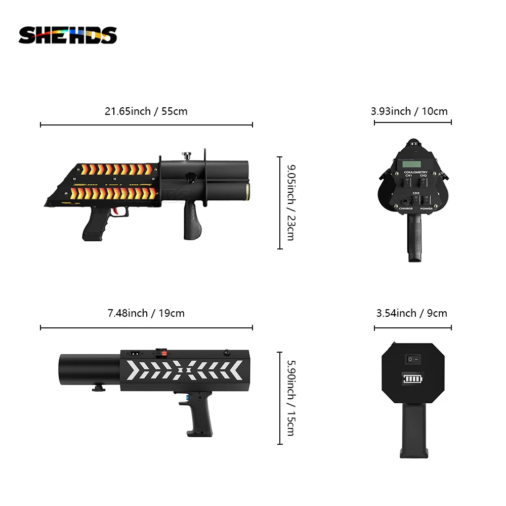 Аккумуляторная батарея SHEHDS для пистолета для салюта с одним отверстием/тройным погрузчиком, Электрический перезаряжаемый RGB конфетти для диджея,