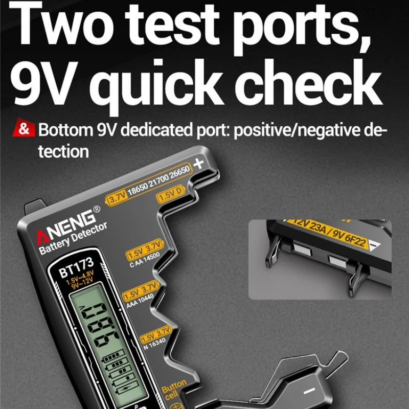 Display Battery Tester Detector Tools Digital Multimeter Intelligent Automotive Voltage Triode Tester BT173 9V/12V Digital