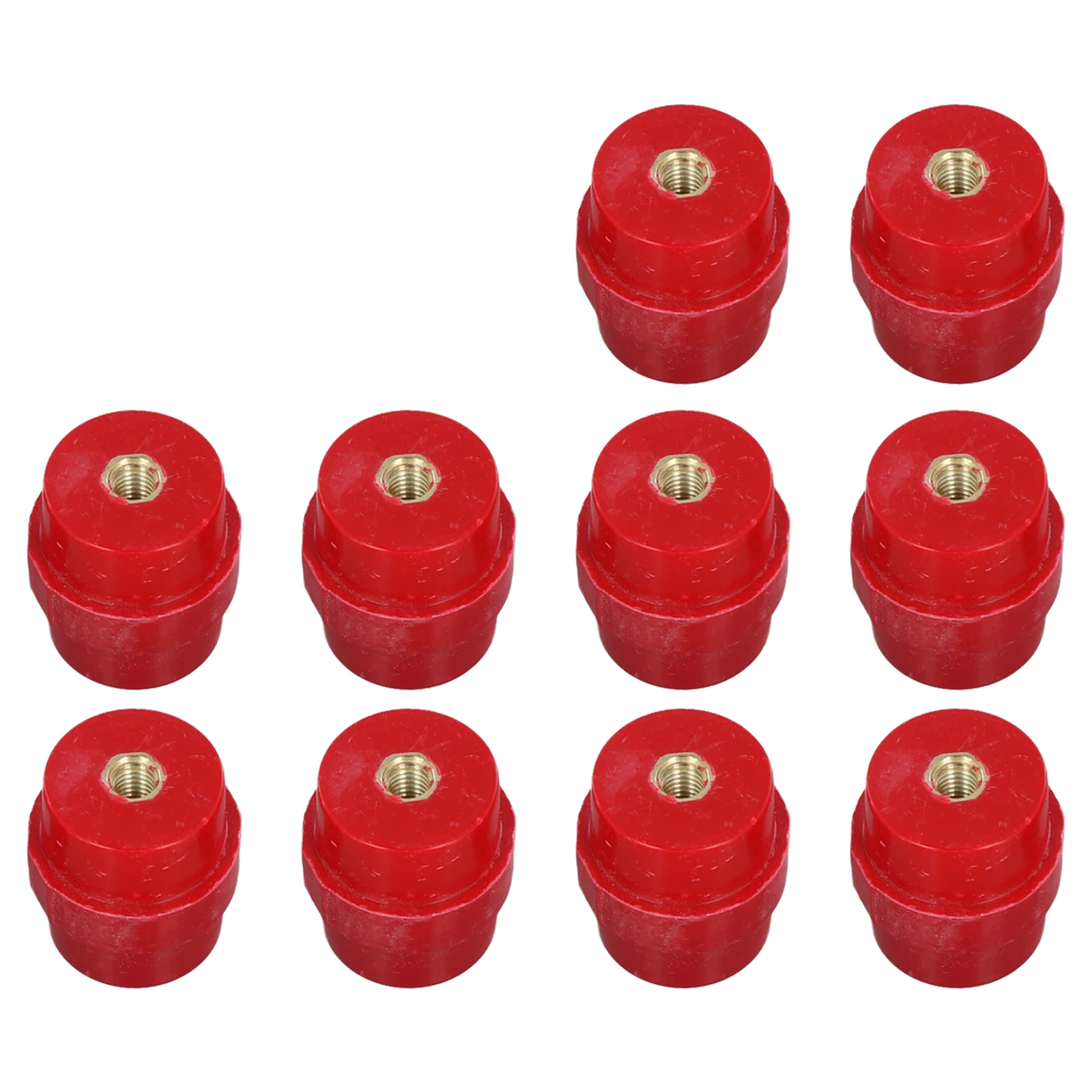 Set of 10 Busbar Insulators SM30 with M6 Inner Diameter Polyester Spacers for Electrical Distribution and Fixing Applications