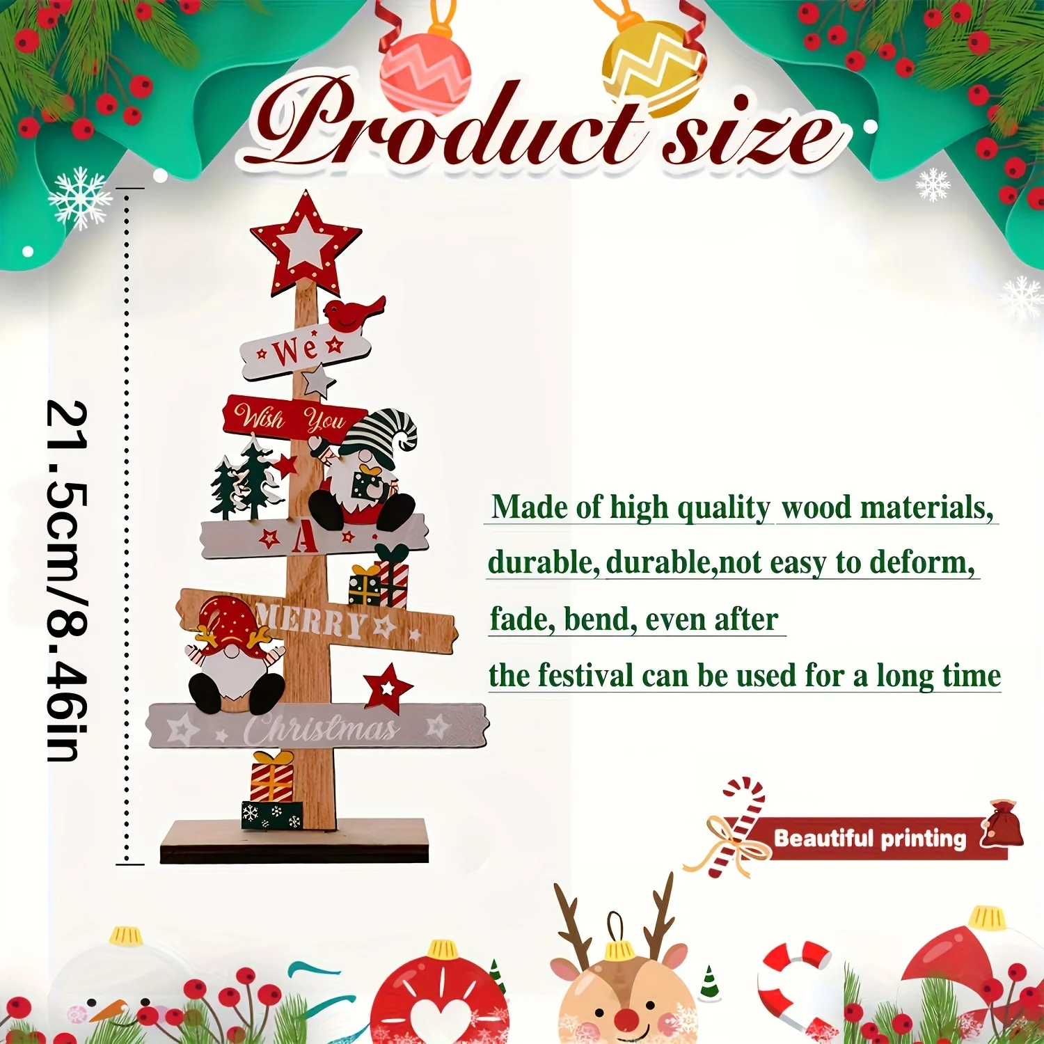 1 pezzo albero di Natale decorazione per la casa ornamento natalizio in legno da tavolo adatto per decorazioni da tavolo per feste in ufficio regalo di festa