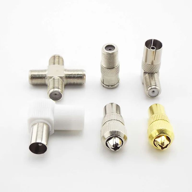 2 Pcs 90องศามุมขวา/ตรง F ชาย/หญิง TV /F TV SAT f-TYPE Connector Adapter สำหรับกล้องวงจรปิด