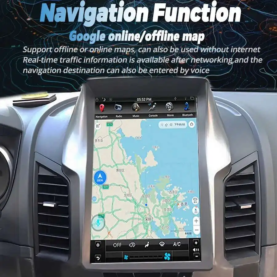 Built-in 360 Function Android 14 Verical Screen For Ford Ranger 2012-2019 Car Radio Stereo Carplay GPS Navigation Video Player