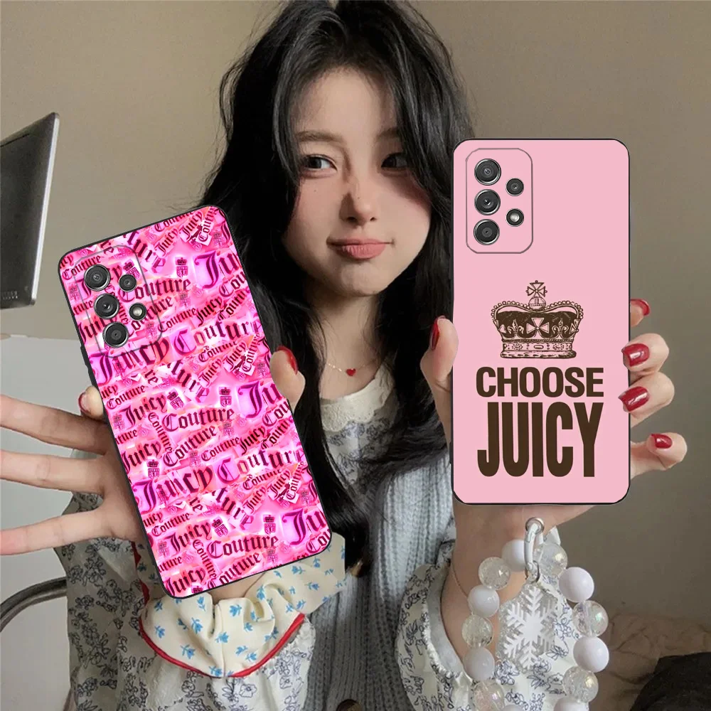 Phone Case For Samsung S24,23,22,30,21,10,9,Ultra,Plus,Lite,FE,5G J-Juicy C- Couture Black Soft Case