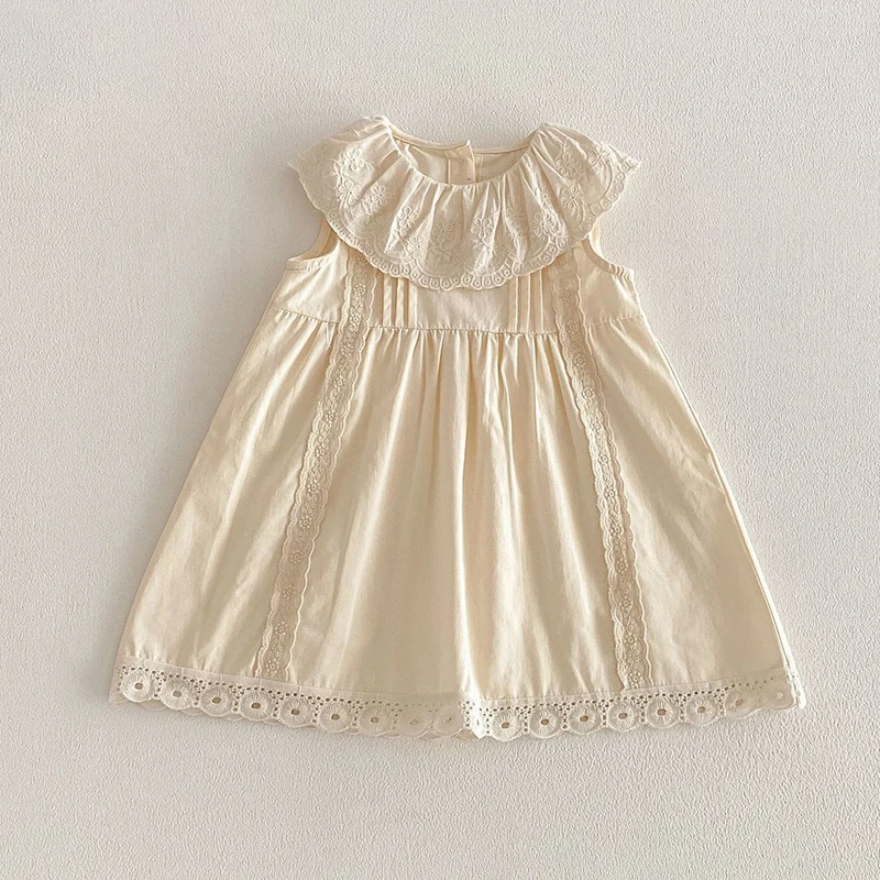 2026 New Summer Sister Clothing Kids Princess Dresses Sleeveless Cotton Lace Splicing 2-6Yrs Baby Girl Birthday Party Dress