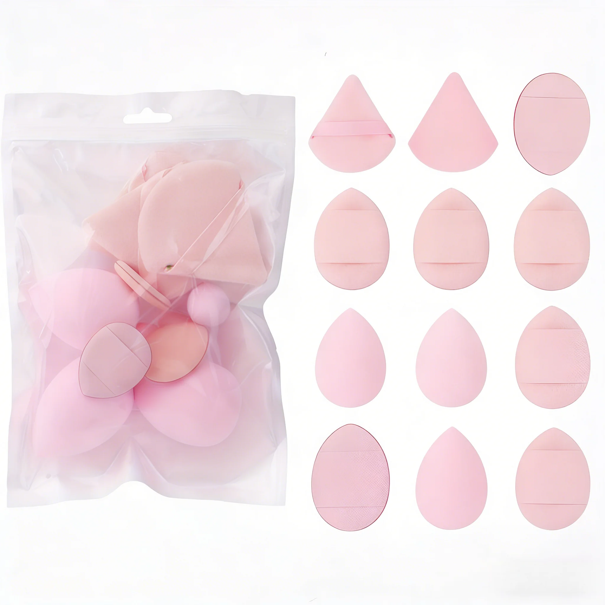 Éponges de maquillage roses en forme de larme et mini œufs. Mélangez parfaitement pour une finition lisse et aérographe.