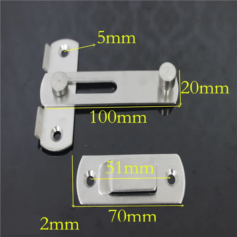 Stainless Steel Door Bolt with Screws Silver Latch Slide Catch Home Safety Gate Hardware Security High Quality