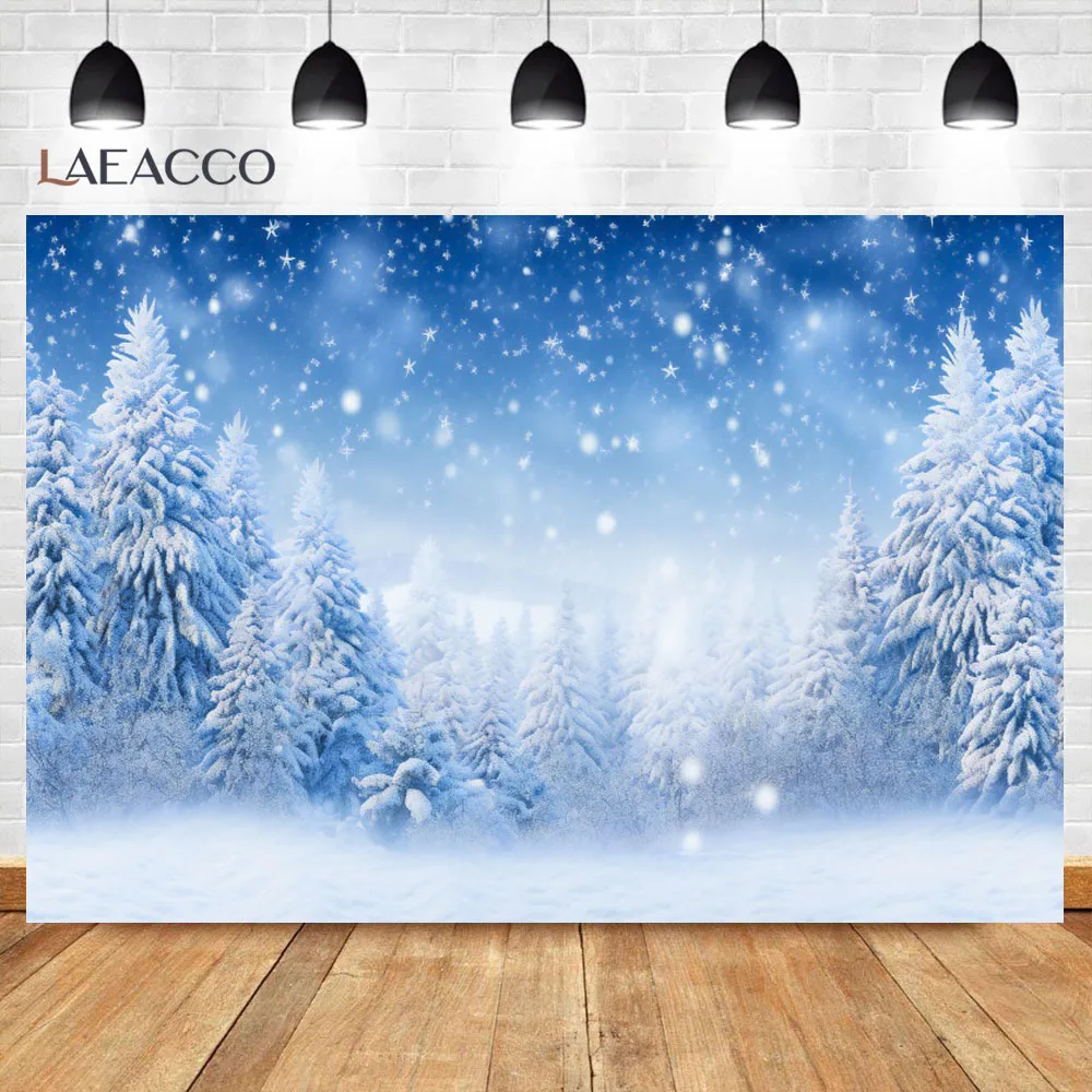 خلفية تصوير مشهد الثلج الشتوي ، شجرة صنوبر الكريسماس ، جبال الغابات ، المناظر الطبيعية ، ندفة الثلج ، خلفية الصورة ، الاستوديو